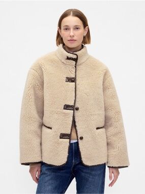 GAP Recycled Sherpa & Vegan Leather-Trim Jacket